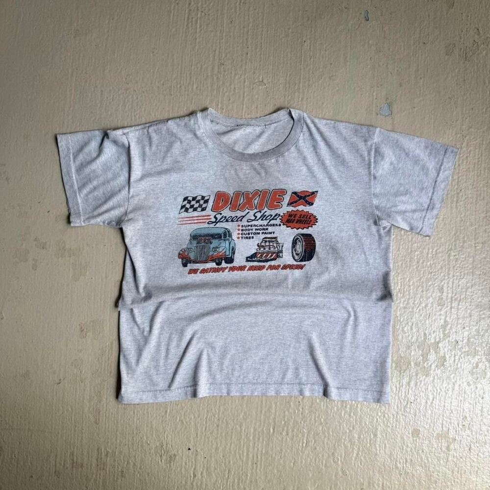 Vintage Dixie Speed Shop Men's XL Tee Gray Faded